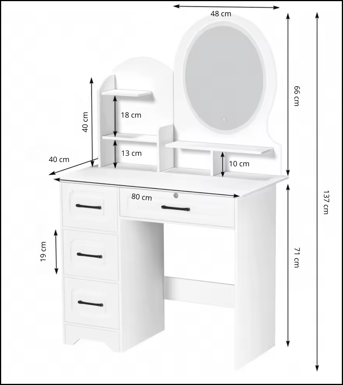 Coiffeuse avec miroir et rangement