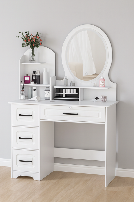 Coiffeuse avec miroir et rangement