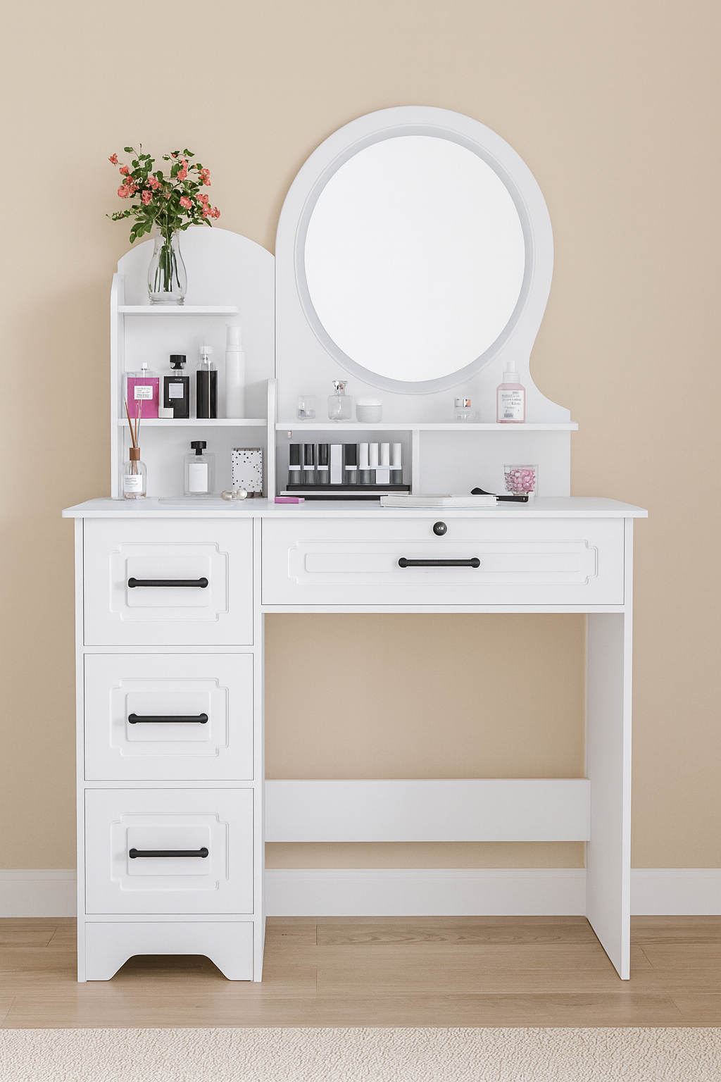 Coiffeuse avec miroir et rangement