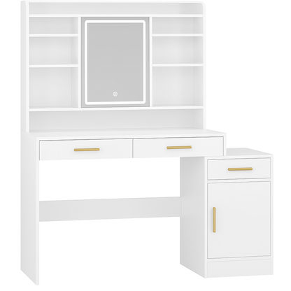 Coiffeuse avec miroir LED et rangement